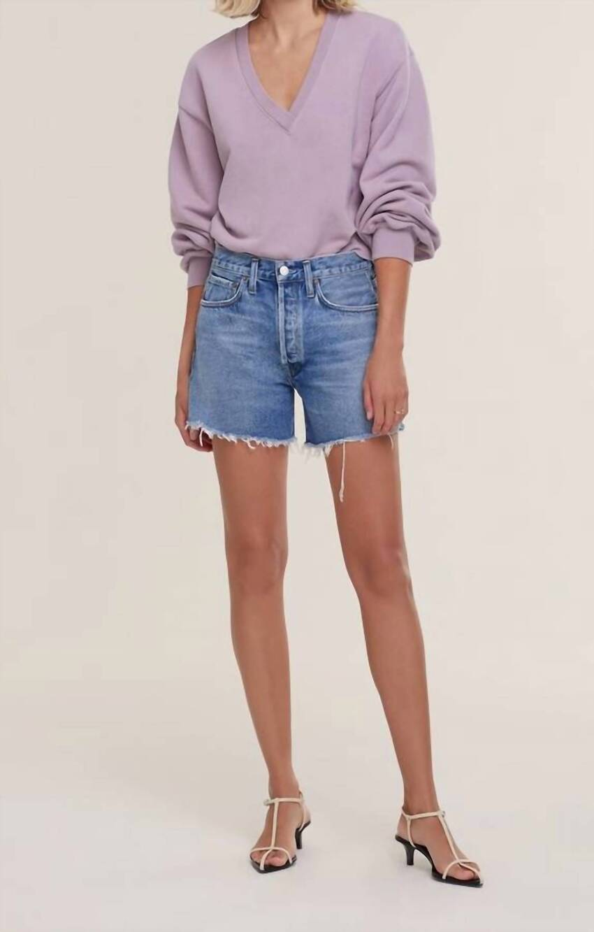 NEW AGOLDE parker long loose fit vintage short in skywave